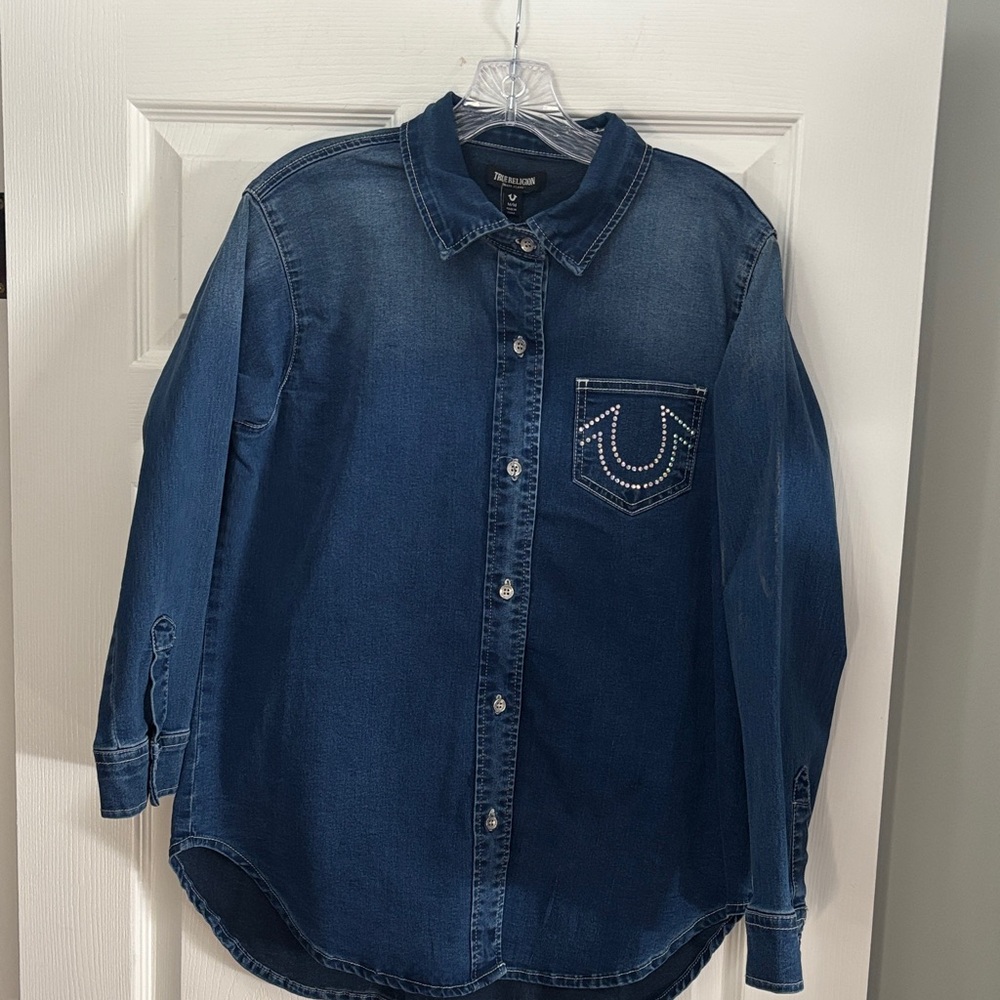 New True Religion Indigo Button-Down Shirt